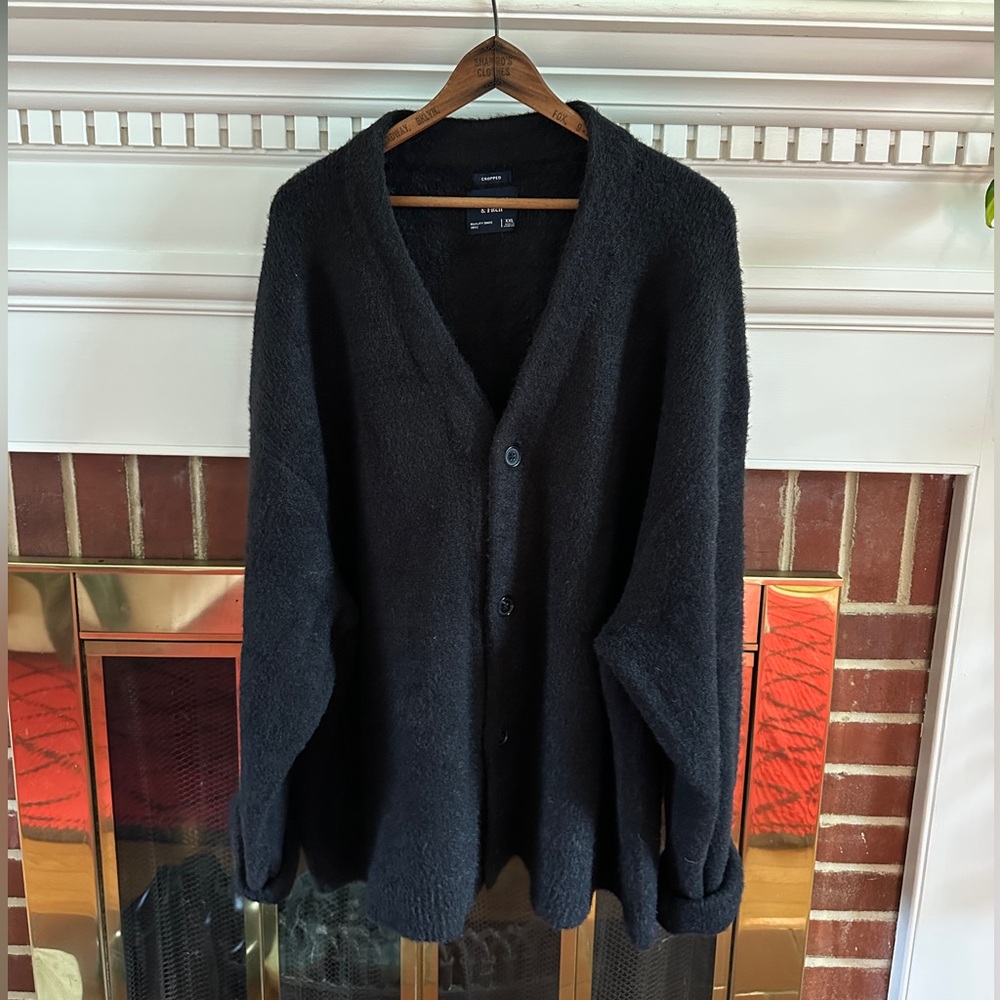 Abercrombie & Fitch fuzzy oversized black cardigan - Picture 4 of 7
